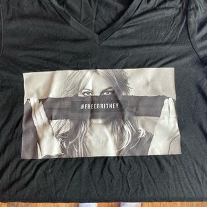 Free Britney Black v-neck T-shirt